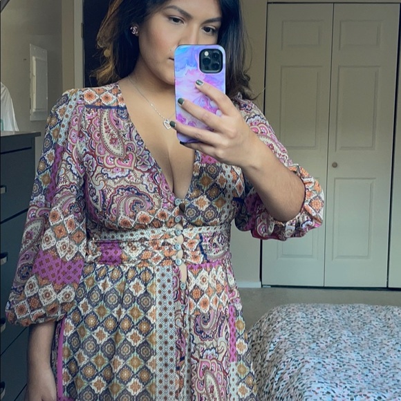 ZARA bloggers favorite multicolor Paisley print dress size small NWT - Picture 7 of 8